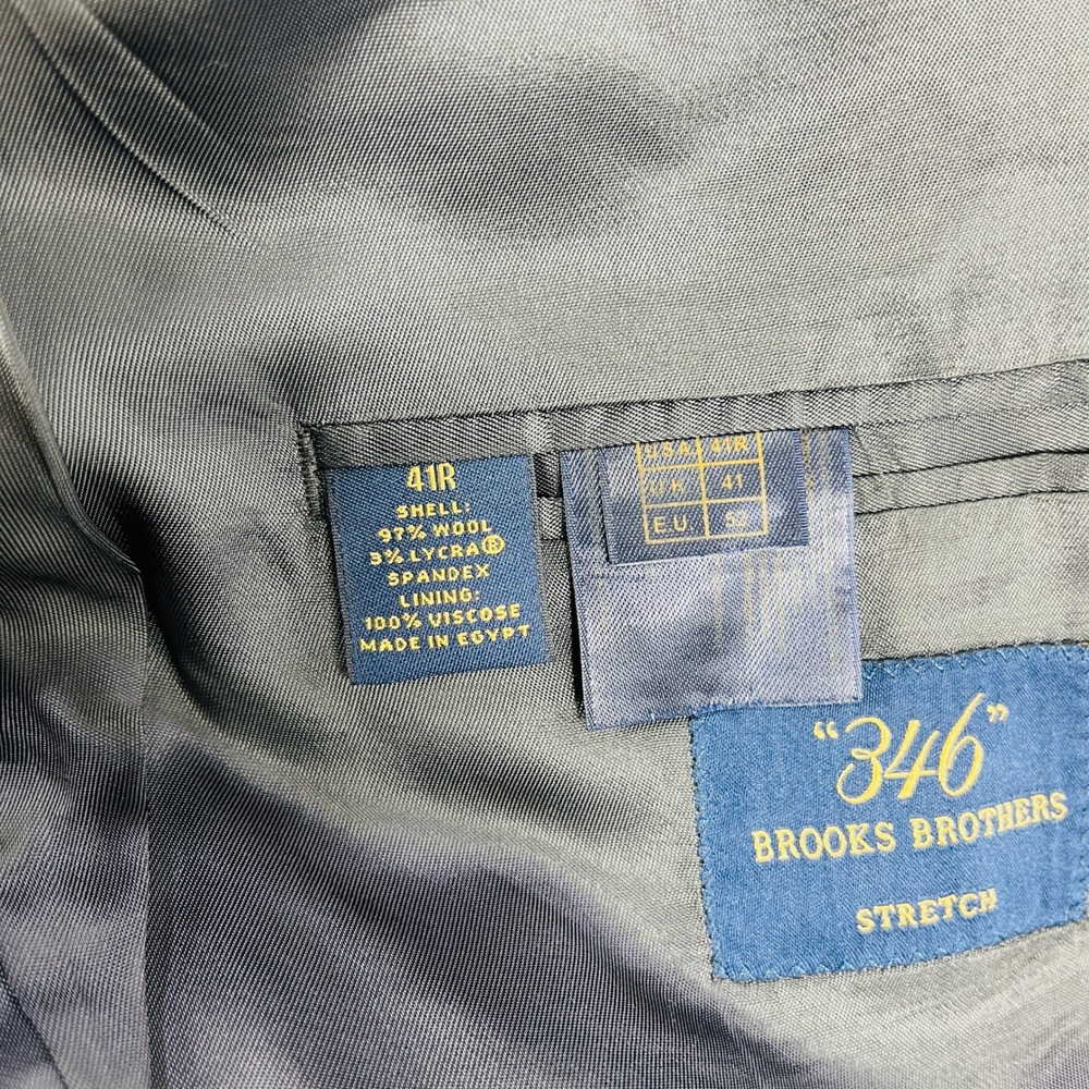 Brooks Brothers 346 Mens Suit 41R Grey Pinstripe Wool Stretch Blazer Pants Set - Picture 5 of 11